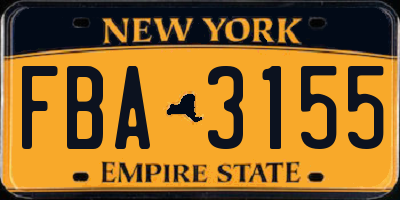 NY license plate FBA3155