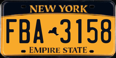 NY license plate FBA3158
