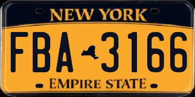 NY license plate FBA3166