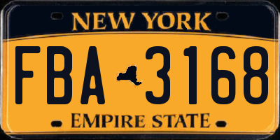 NY license plate FBA3168