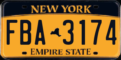 NY license plate FBA3174