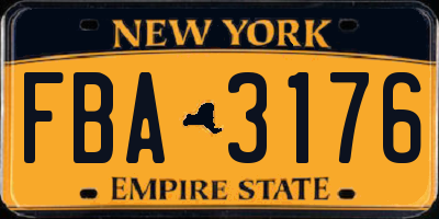NY license plate FBA3176