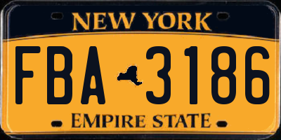 NY license plate FBA3186