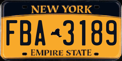 NY license plate FBA3189
