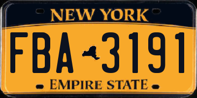 NY license plate FBA3191