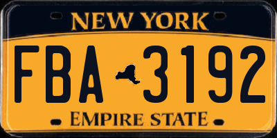NY license plate FBA3192