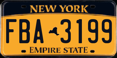 NY license plate FBA3199
