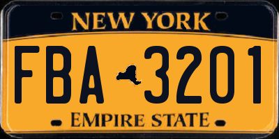 NY license plate FBA3201
