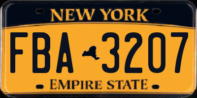 NY license plate FBA3207