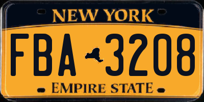 NY license plate FBA3208