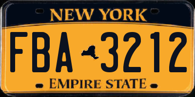 NY license plate FBA3212