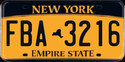 NY license plate FBA3216