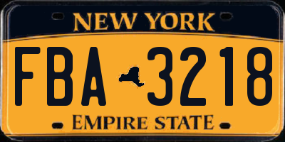 NY license plate FBA3218