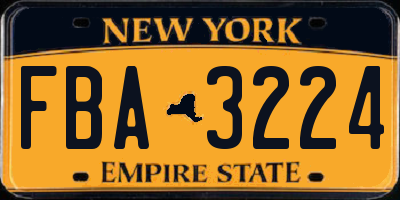 NY license plate FBA3224