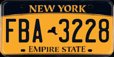 NY license plate FBA3228