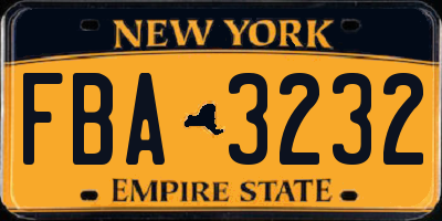 NY license plate FBA3232