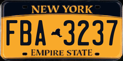 NY license plate FBA3237