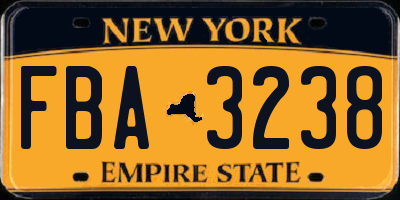 NY license plate FBA3238