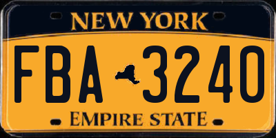 NY license plate FBA3240