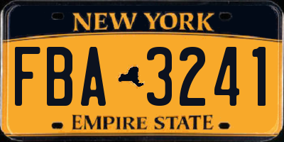 NY license plate FBA3241