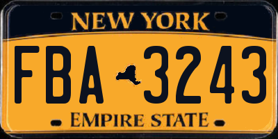 NY license plate FBA3243