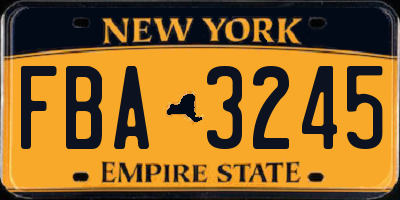 NY license plate FBA3245