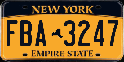 NY license plate FBA3247