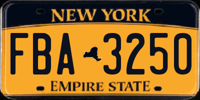 NY license plate FBA3250