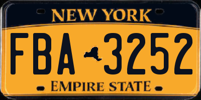 NY license plate FBA3252