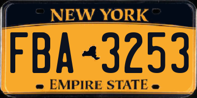NY license plate FBA3253