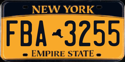 NY license plate FBA3255