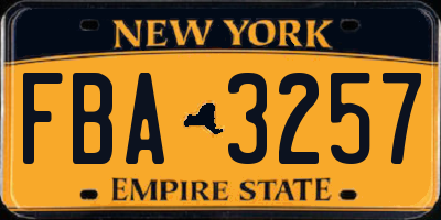 NY license plate FBA3257
