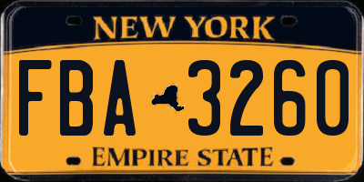 NY license plate FBA3260