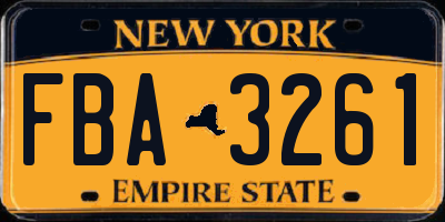 NY license plate FBA3261
