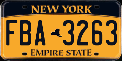 NY license plate FBA3263
