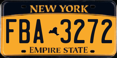 NY license plate FBA3272