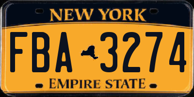 NY license plate FBA3274