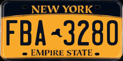 NY license plate FBA3280