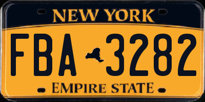 NY license plate FBA3282
