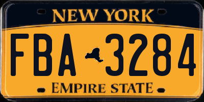 NY license plate FBA3284