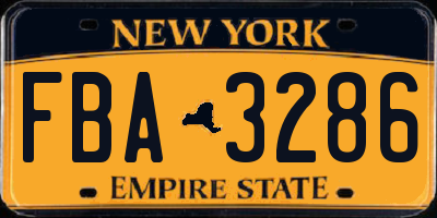 NY license plate FBA3286
