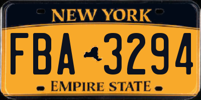NY license plate FBA3294