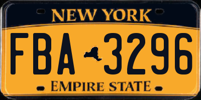 NY license plate FBA3296