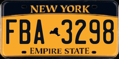 NY license plate FBA3298