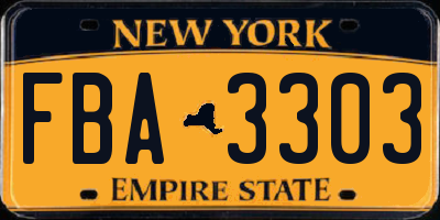 NY license plate FBA3303