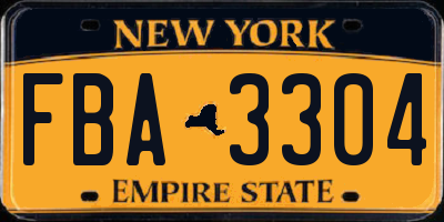 NY license plate FBA3304