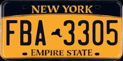 NY license plate FBA3305