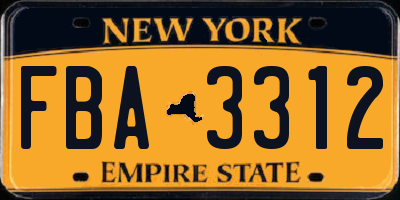 NY license plate FBA3312