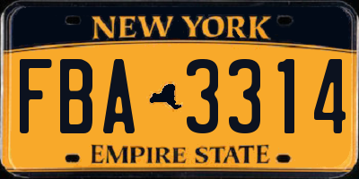 NY license plate FBA3314