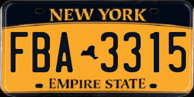 NY license plate FBA3315